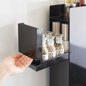 Two-Tier Sliding Drawer Seasoning Rack, Steel - Yamazaki Home-Kitchen Organizer-Yamazaki Home-Black-SANTOKU NYC