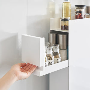 Two-Tier Sliding Drawer Seasoning Rack, Steel - Yamazaki Home-Kitchen Organizer-Yamazaki Home-White-SANTOKU NYC