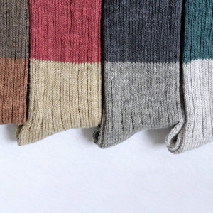 Unisex Wool Cotton Slub Two-Tone Socks - NISHIGUCHI-Socks-NISHIGUCHI-SANTOKU NYC
