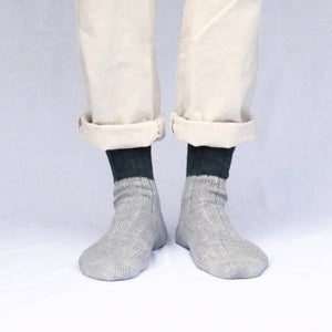 Unisex Wool Cotton Slub Two-Tone Socks - NISHIGUCHI-Socks-NISHIGUCHI-SANTOKU NYC