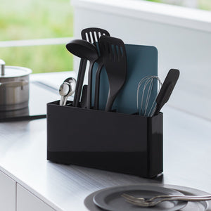 Utensil & Thin Cutting Board Holder, Steel - Yamazaki Home-Utensil Holder-Yamazaki Home-Black-SANTOKU NYC