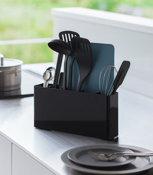Utensil & Thin Cutting Board Holder, Steel - Yamazaki Home-Utensil Holder-Yamazaki Home-Black-SANTOKU NYC