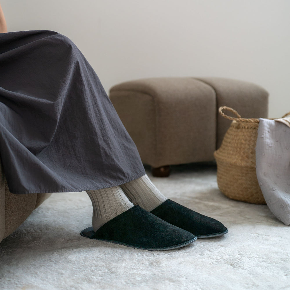 Velour Leather Room Slippers - Reela-slippers-Reela-SANTOKU NYC