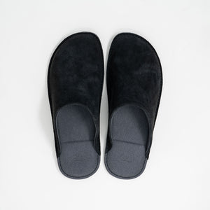 Velour Leather Room Slippers - Reela-slippers-Reela-Black-M (US Mens 6–7・US Womens 7.5–8.5)-SANTOKU NYC