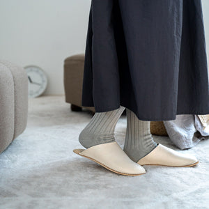 Waxed Leather Room Slippers - Reela-slippers-Reela-SANTOKU NYC