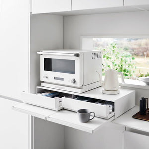Wide Countertop Drawer With Pull-Out Shelf, Steel - Yamazaki Home-Countertop Shelf-Yamazaki Home-SANTOKU NYC