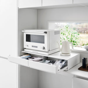 Wide Countertop Drawer With Pull-Out Shelf, Steel - Yamazaki Home-Countertop Shelf-Yamazaki Home-SANTOKU NYC