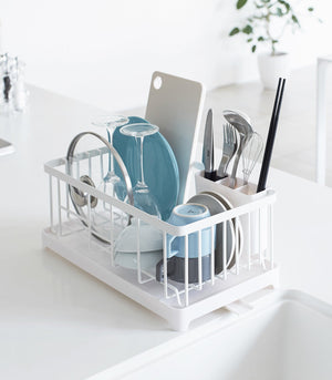 Wire Dish Rack, Steel - Yamazaki Home-Dish Rack-Yamazaki Home-White-SANTOKU NYC